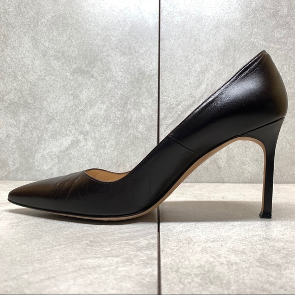 Manolo Blahnik BB 90 mm Dark Brown Leather Pumps 39.5 - Picture 10 of 16